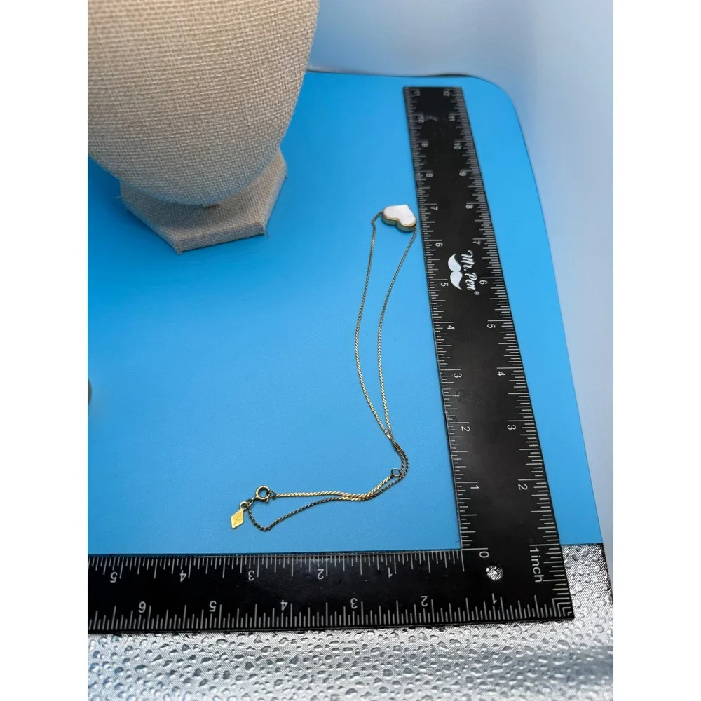 Sarah‎ Coventry Vintage Gold Tone Reversible Heart Mother of Pearl Necklace 16